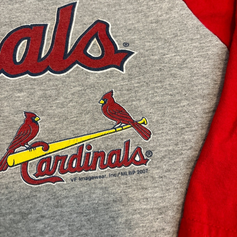 Vintage lee shirt mens medium gray red cardinals logo 90s raglan - Picture 4 of 11